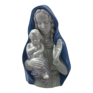 Vintage Reginart Porcelain Madonna and Child Blue and White 1930-1950 German